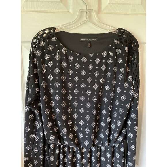 White House Black Market Dress Long Sleeve Mesh Sleeve Above Knee Lined - Picture 5 of 15